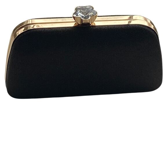 NWT Sparkly Black Glitter Clutch Crossbody Shoulder Bag Hardshell Evening Purse - Picture 3 of 5